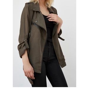 Olive Drapey Moto Jacket